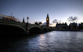 river, cities, London, bridge, houses