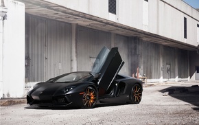 aventador, Lamborghini, cars, black
