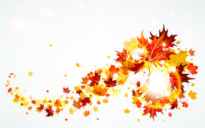 autumn, leaves, wind, 3D