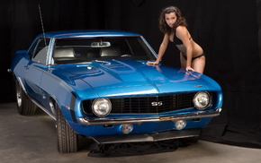 blue, cars, bikini, Chevrolet, girl