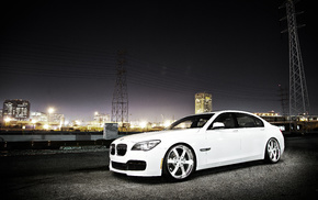 cars, BMW, night, white, city