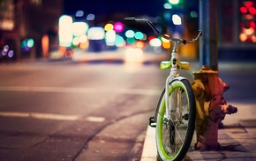 cities, bicycle, night