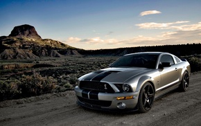 desert, sunset, cars