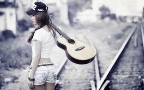 guitar, girl, music