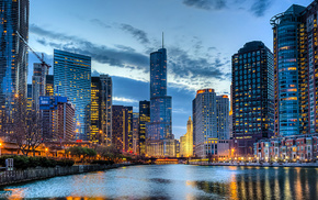 sky, city, cities, Chicago, USA