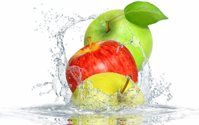 delicious, splash, water, apples