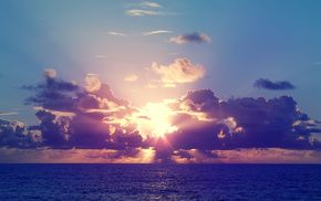 sky, nature, Sun, sunset, sea