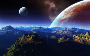 planets, mountain, space