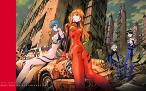 Kaworu Nagisa, anime, Asuka Langley Soryu, girl with cars, car, Ayanami Rei