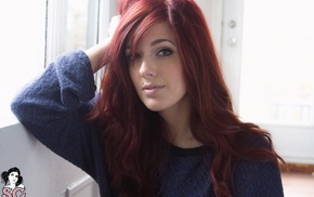 redhead, long hair, Velour Suicide, Suicide Girls, piercing