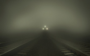 mist, train, railway