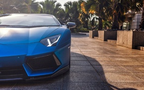 Lamborghini Aventador, blue, car, Lamborghini