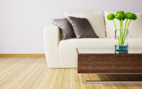 couch, design, pillows, table, interior