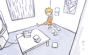 Uzumaki Naruto, room, simple background, anime