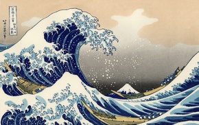waves, classic art, The Great Wave off Kanagawa, Japanese, painting