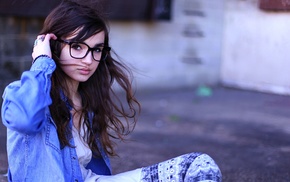 glasses, brunette, girl