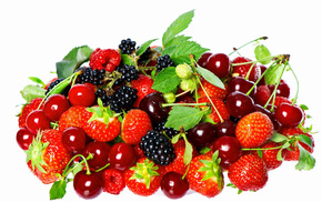 delicious, macro, background, strawberry, cherry