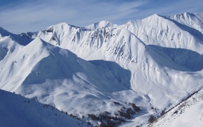 winter, valley, mountain, snow