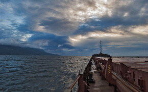 mountain, nature, sky, sea