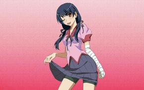 anime, school uniform, Monogatari Series, anime girls, Kanbaru Suruga, twintails