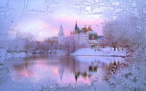 river, landscape, winter