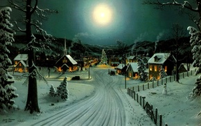 landscape, winter, Christmas