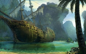 old ship, sea