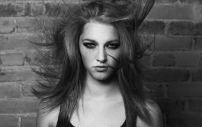 girl, monochrome