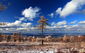 clouds, landscape, nature, trees