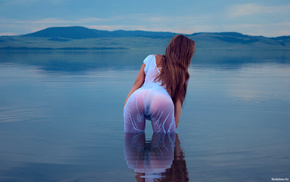 girls, girl, lake