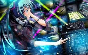 Hatsune Miku, anime, mixing consoles, DJ, Vocaloid, anime girls