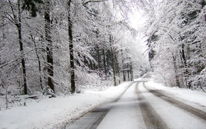 road, snow, winter