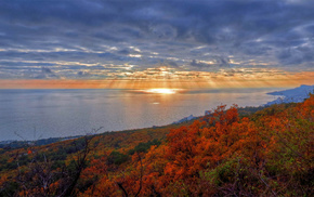 nature, mountain, autumn, sea