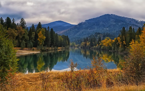 mountain, nature, forest, lake