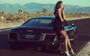 mountain, haired, Audi, girls, dress