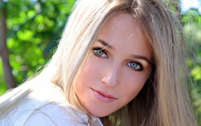blonde, green eyes
