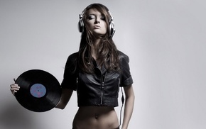 vinyl, girl, headphones