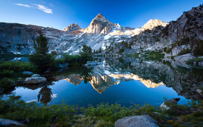 lake, mountain, nature