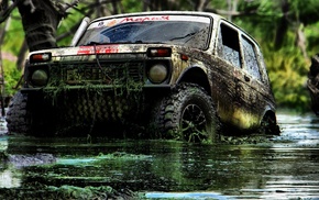 mud, lada niva, 4x4, dirty