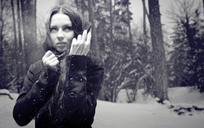 girl, monochrome