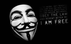 I am free, mask, Anonymous, black, obey