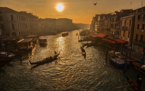 cityscape, water, boat