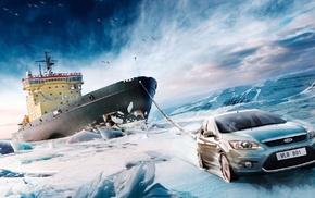 ice, auto, sea, cars