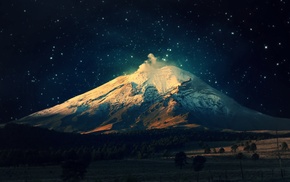 night, landscape, mountain