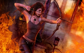 fire, video games, Tomb Raider, girl, game