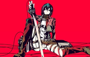 anime girls, Mikasa Ackerman, artwork, Shingeki no Kyojin, anime, simple background