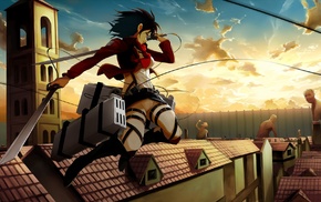 Shingeki no Kyojin, anime girls, Mikasa Ackerman, anime