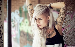 tattoo, blonde, girl