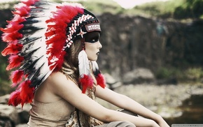 Native Americans, Indian, girl, headdress