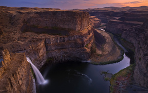 waterfall, nature, canyon, America, river